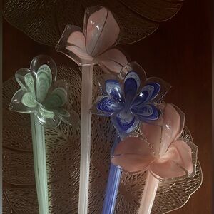 Vintage Hand Blown Art Glass Flowers Long
Stem Multicolored
Bouquet Murano?